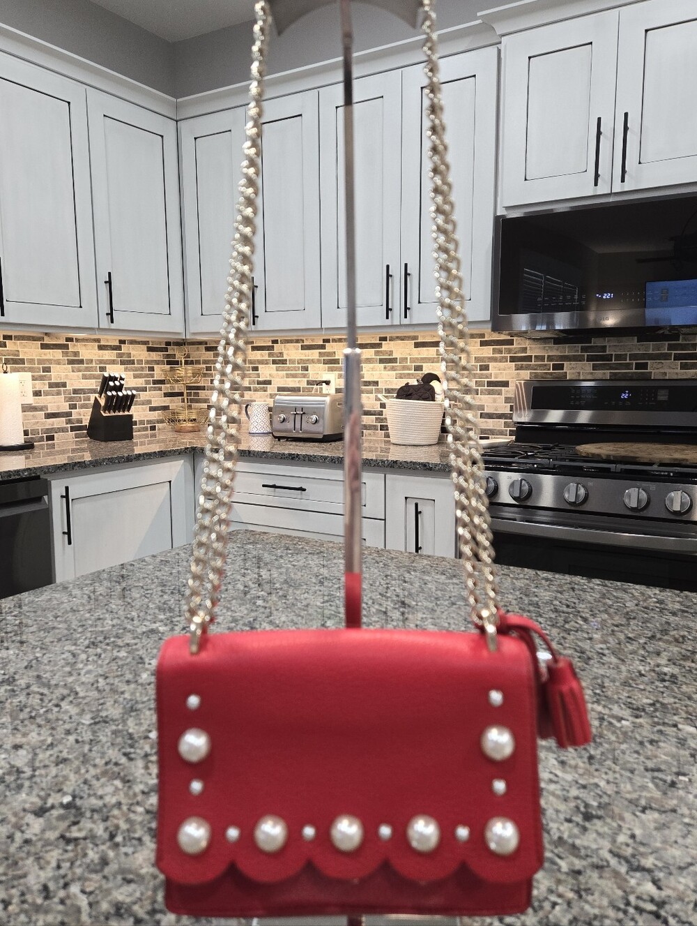 Kate Spade Hayes Street Pearl Hazel Scalloped Crossbody Bag - Royal Red - Picture 3 of 14